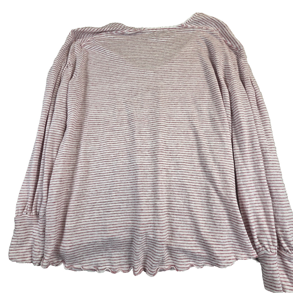 Sundance Womens Linen V Neck Tunic Size Lg Red White Stripe Nautical - Picture 2 of 7